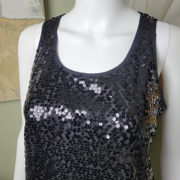NWOT Express Black Sequin Tank Top - Picture 5 of 12